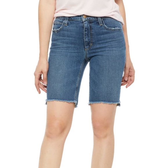 high waisted bermuda jean shorts